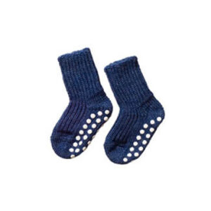 Hirsch uldsokker med dupper, tykke - Blåmeleret