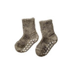 Hirsch uldsokker med dupper, tykke - Gråmeleret