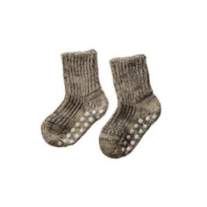 Hirsch uldsokker med dupper, tykke - Gråmeleret