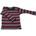 Selana strikbluse i uld - Anthrazit/rose stribet