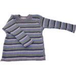 Selana strikbluse i uld - Grå/blå stribet