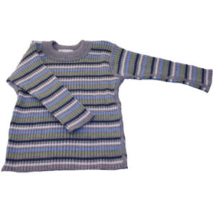 Selana strikbluse i uld - Grå/blå stribet