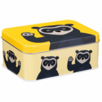 Aflang tin boks - brillebjørn gul