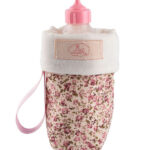 Asi Dukketilbehør - Sutteflaske m. Opbevaringspose - Rosa/Blomst