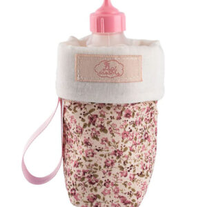 Asi Dukketilbehør - Sutteflaske m. Opbevaringspose - Rosa/Blomst