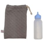 Asi Dukketilbehør - Sutteflaske m. Opbevaringspose - Warm Grey