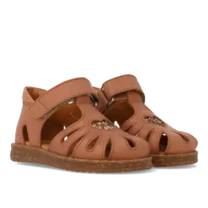 Begynder sandal med glitterhjerte - Clay/Clay Glitter - 21