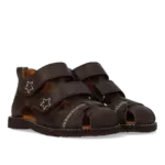 Begynder sandal med velcrolukning - Dark Brown - 20