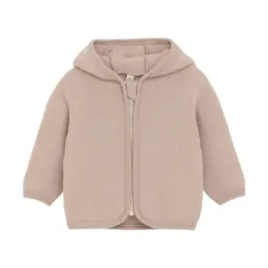 Cardigan m. Ører Uld Fleece - Mahogany Rose - 80