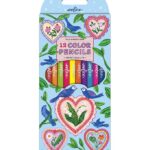 Eeboo Farveblyanter - 12 Stk. - Neon - Hearts & Birds