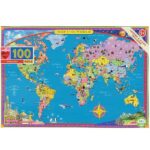 Eeboo Puslespil - 100 Brikker - Verdenskort