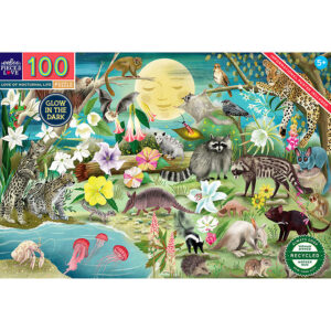 Eeboo Puslespil - 100 brikker - Selvlysende Nattedyr