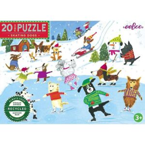 Eeboo Puslespil - 20 Brikker - 28x38 cm - Skating Dogs