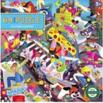 Eeboo Puslespil - 64 Brikker - 38x38 cm - Skateboarders