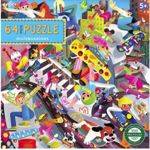 Eeboo Puslespil - 64 Brikker - 38x38 cm - Skateboarders