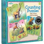 Eeboo Puslespil - Leg og Lær - 30 Brikker - Tæl Dyr På Engelsk