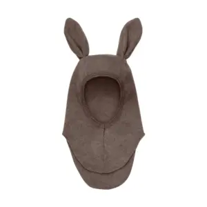 Elefanthue m. Ører Uld Fleece - Brown Melange - 0-12 MDR.