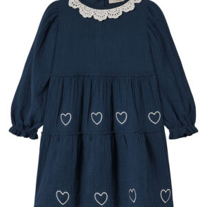 Fliink Kjole - Musselin - Elmo Heart - Insignia Blue/Sandshell