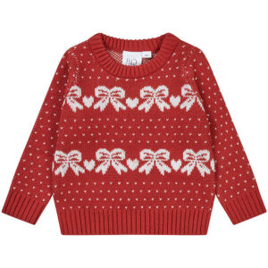 Flöss Bluse - Strik - Noe - Rød/Off White Bow