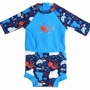 Happy nappy sunsuit - Under the Sea Blue - 3-8 MDR.