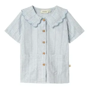 Hazelle kortærmet løs skjorte - ZEN BLUE - 122/128