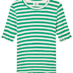 Mads Nørgaard T-shirt - Rib - Tuviana - Vanilla Ice/Verdant Gree