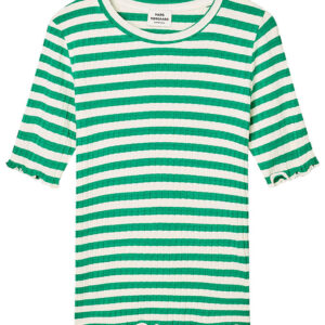 Mads Nørgaard T-shirt - Rib - Tuviana - Vanilla Ice/Verdant Gree