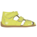 Pom Pom Sandaler - Two Velcro Scalloped - Yellow Patent