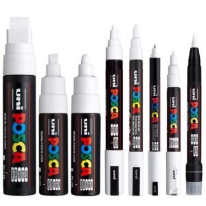 Posca Tuscher - 8 Spidsstørrelser - Hvid