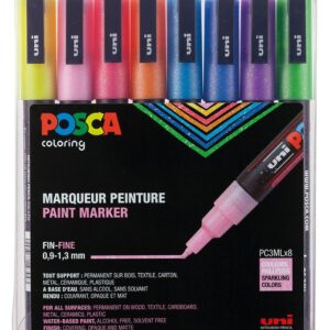 Posca Tuscher - PC-3ML - 8 stk. - Multifarvet m. Glimmer
