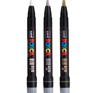 Posca Tuscher m. Penselspids - PCF-350 - 3 stk - Sølv/Guld/Hvid