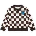 Wood Wood Sweatshirt - Rod Kids Checkered - Off-White/Black Coff