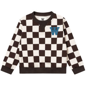 Wood Wood Sweatshirt - Rod Kids Checkered - Off-White/Black Coff