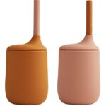 Liewood Kopper m. Sugerør - 2-pak - Silikone - Ellis - Dark Rose