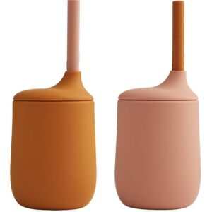 Liewood Kopper m. Sugerør - 2-pak - Silikone - Ellis - Dark Rose