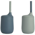 Liewood Kopper m. Sugerør - Silikone - 2-pak - Ellis - Whale Blu