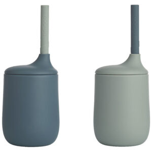 Liewood Kopper m. Sugerør - Silikone - 2-pak - Ellis - Whale Blu