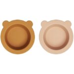 Liewood Skål m. Sugekop - 2-pak - Silikone - Peony - Mustard/Tus