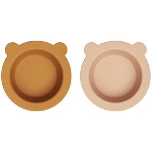 Liewood Skål m. Sugekop - 2-pak - Silikone - Peony - Mustard/Tus