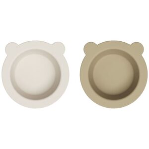 Liewood Skål m. Sugekop - 2-pak - Silikone - Peony - Sandy/Oat M