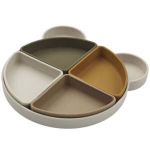 Liewood Tallerken - Arne - Silikone - 4 Rum - Mr Bear/Sandy Mult