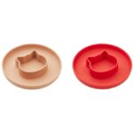 Liewood Tallerken - Cat - 2-pak - Silikone - Apple Red/Tuscany