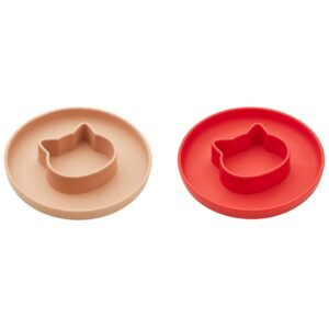 Liewood Tallerken - Cat - 2-pak - Silikone - Apple Red/Tuscany