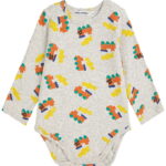 Bobo Choses Body l/æ - Choo Choo All Over - Light Grey Heather