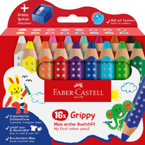 Faber-Castell Farveblyanter - XXL Jumbo Grip + Spidser - 16 stk.