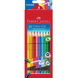Faber-Castell Farveblyanter m. Viskelæder - Grip - 10 stk - Mult
