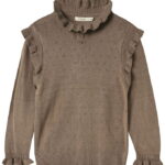 Fliink Bluse - Strik - Fame - Pine Bark m. Hulmønster