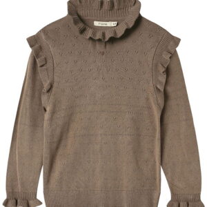 Fliink Bluse - Strik - Fame - Pine Bark m. Hulmønster