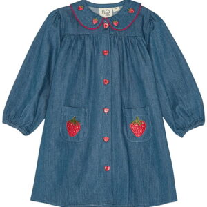 Flöss Kjole - Vilma - Denim - Mid Blue Strawberry