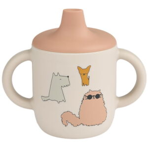 Liewood Kop m. Tud - Neil Sippy Cup - Silikone - Cats and Dogs/S